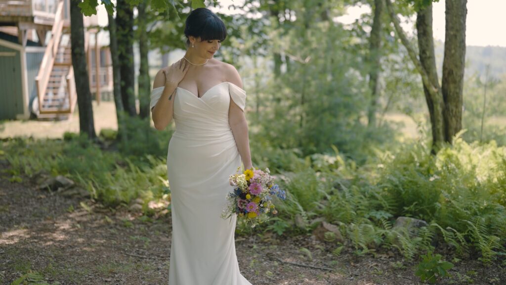 bridge in woods luxury wedding filmmaking